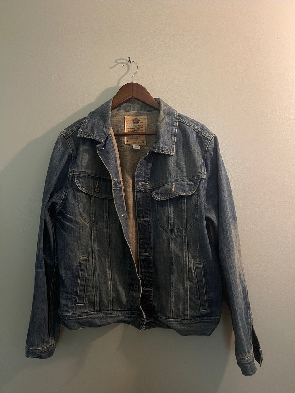 Old Navy Light Blue Denim Jacket with Patch Label, Men’s M